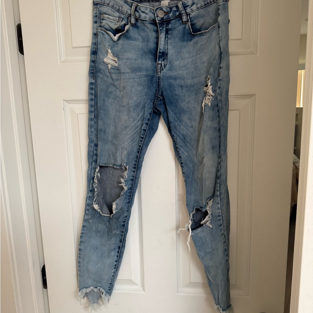 Refuge Light Blue Distressed Skinny Jeans